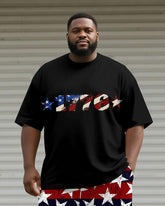 Men's Plus Size Independence Day1776 Star Print Round Neck Short Sleeve T-shirt Shorts Suit